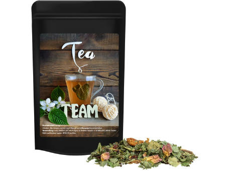 Kräutertee Glücksgefühle, ca. 15g, Standbeutel Mini schwarz