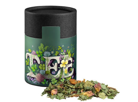 Kräutertee Glücksgefühle, ca. 40g, Kraftpapierdose Midi schwarz