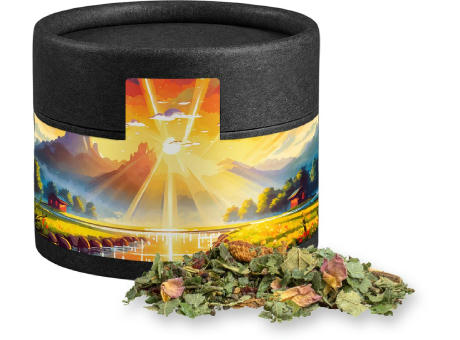 Kräutertee Glücksgefühle, ca. 17g, Kraftpapierdose Mini schwarz