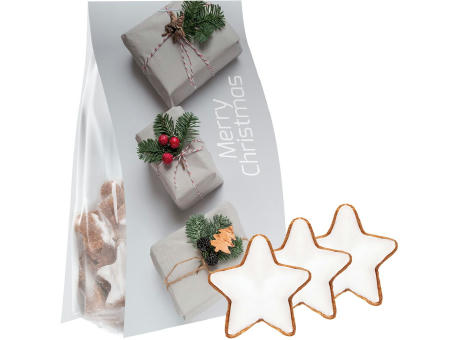 Zimtsterne, 100g, Express Blockbodenbeutel mit Werbereiter