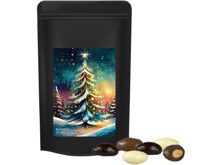 Mandel-Schoko-Trio, ca. 80g, Standbeutel Midi schwarz