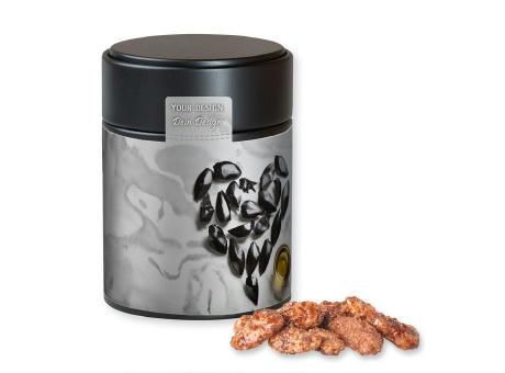 Feuergebrannte Mandeln, ca. 100g, Metalldose Midi schwarz