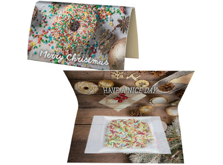 Zucker-Streusel, ca. 15g, Werbekarte A6 gefaltet