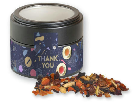 Kaminfeuer Tee, ca. 30g, Metalldose Mini mit Sichtfenster schwarz