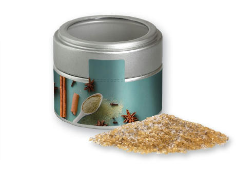 Vanillezucker, ca. 85g, Metalldose Mini mit Sichtfenster silber