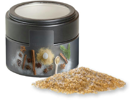 Vanillezucker, ca. 85g, Metalldose Mini mit Sichtfenster schwarz