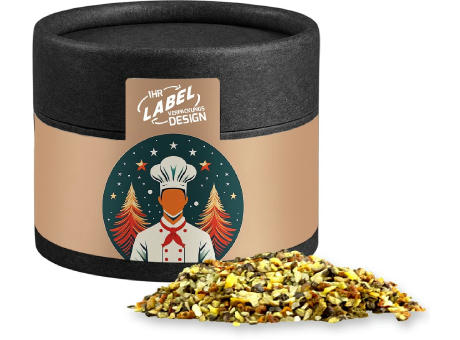 Weihnachts Gewürzmischung Chefsache, ca. 30g, Kraftpapierdose Mini schwarz