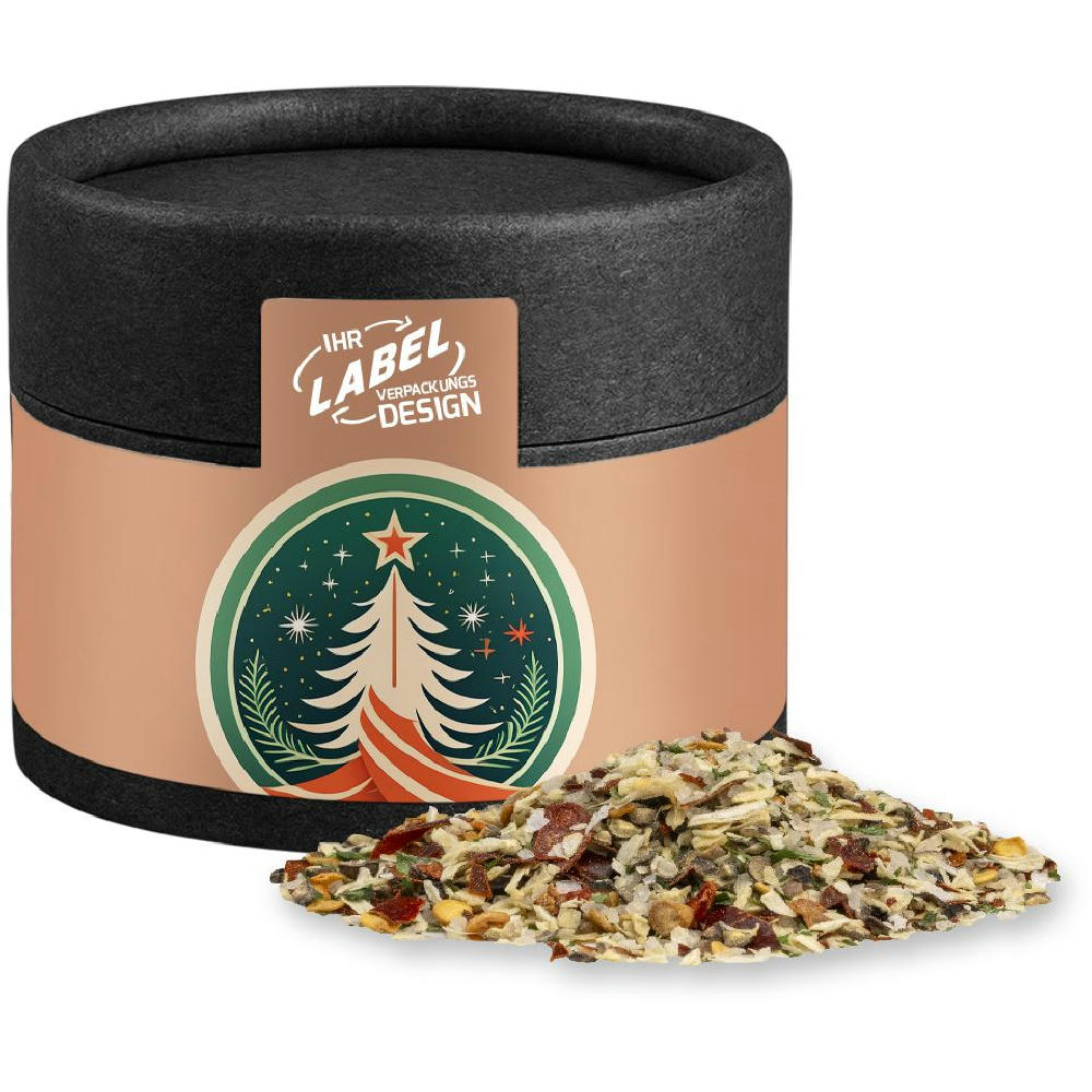 Weihnachts Gewürzmischung Braten, ca. 30g, Kraftpapierdose Mini schwarz