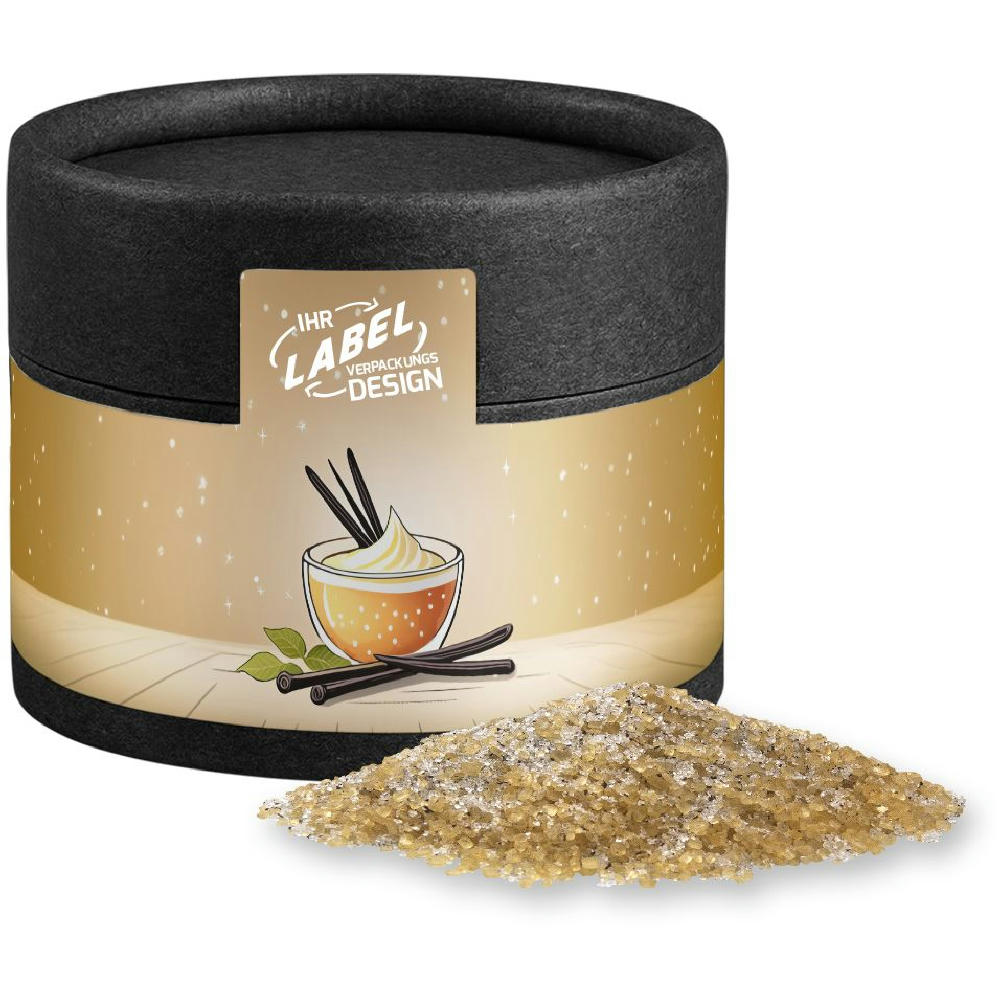 Vanillezucker, ca. 55g, Kraftpapierdose Mini schwarz