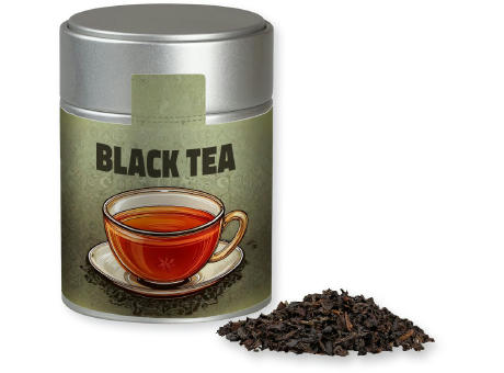 Schwarztee, ca. 45g, Metalldose Midi silber