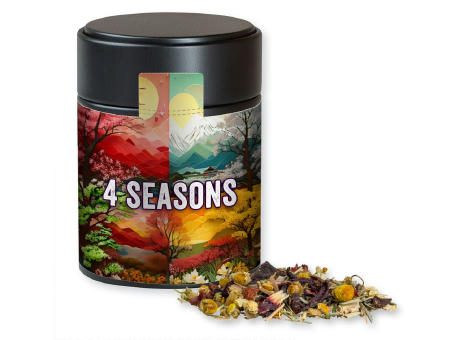 Kräutertee Vierjahreszeiten, ca. 30g, Metalldose Midi schwarz