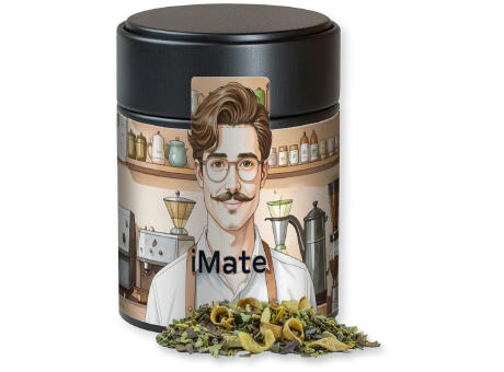 Matetee Orange, ca. 40g, Metalldose Midi schwarz
