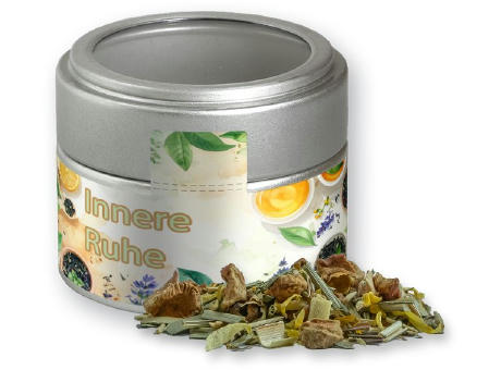 Kräutertee Seelenwohl, ca. 17g, Metalldose Mini mit Sichtfenster silber