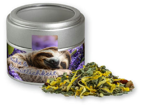 Kräutertee Lavendel, ca. 15g, Metalldose Mini mit Sichtfenster silber