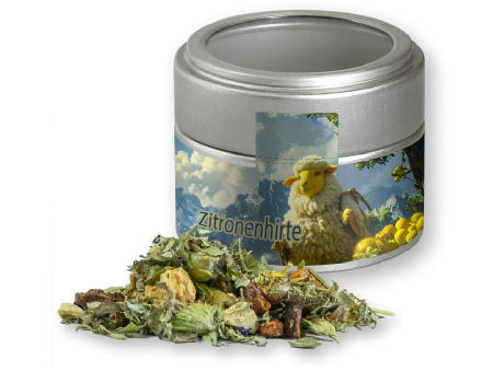 Kräutertee Bergtee & Zitrus, ca. 20g, Metalldose Mini mit Sichtfenster silber