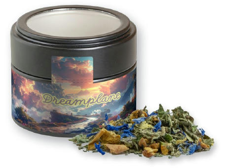 Kräutertee Harmonie, ca. 17g, Metalldose Mini mit Sichtfenster schwarz