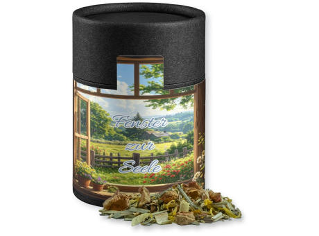 Kräutertee Seelenwohl, ca. 27g, Kraftpapierdose Midi schwarz
