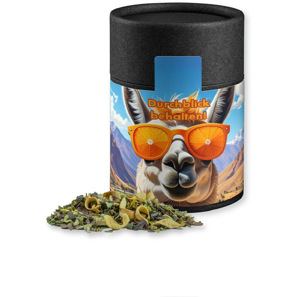 Matetee Orange, ca. 33g, Kraftpapierdose Midi schwarz