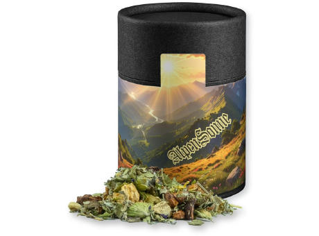 Kräutertee Bergtee & Zitrus, ca. 27g, Kraftpapierdose Midi schwarz
