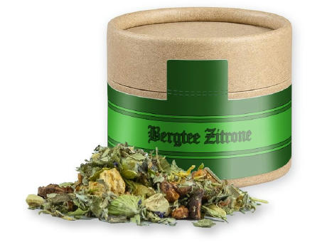 Kräutertee Bergtee & Zitrus, ca. 15g, Kraftpapierdose Mini