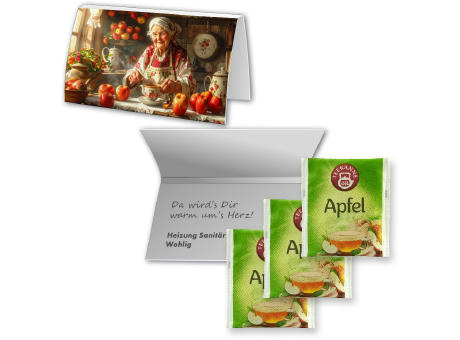 Beuteltee Apfel mit Vitamin C, ca. 1,75g, Werbekarte A6 gefaltet