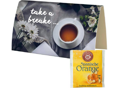 Beuteltee Spanische Orange, ca. 2,5g, Werbekarte A6 gefaltet