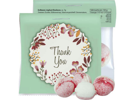 Erdbeer-Joghurt Bonbons (vegan), ca. 17g, Express Midi-Tüte mit Werbereiter