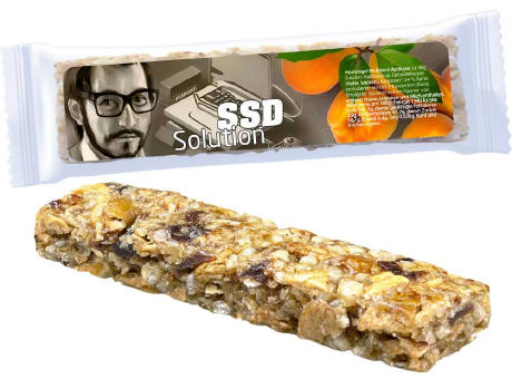 Müsliriegel Multikorn-Aprikose (vegan), 30g, Express Flowpack mit Etikett