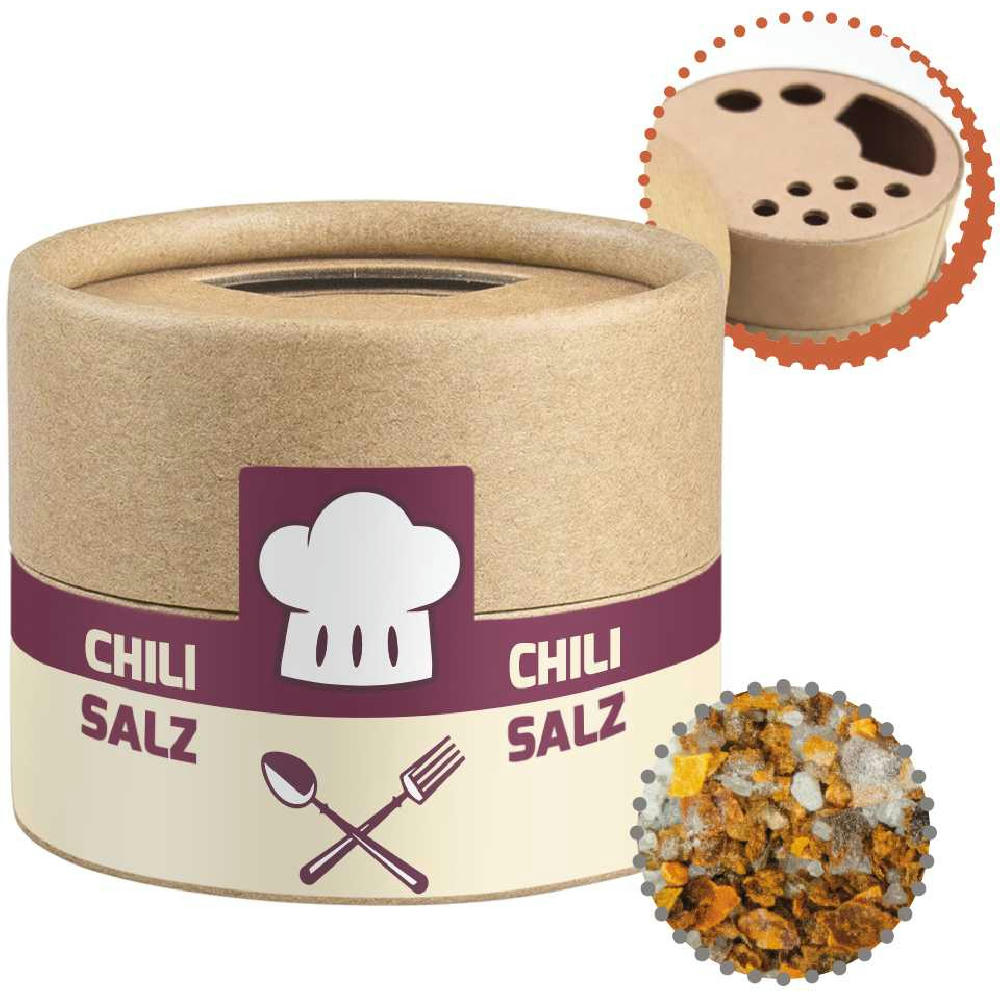 Gewürzmischung Chili-Salz, ca. 30g, Kraftpapierstreuer Mini