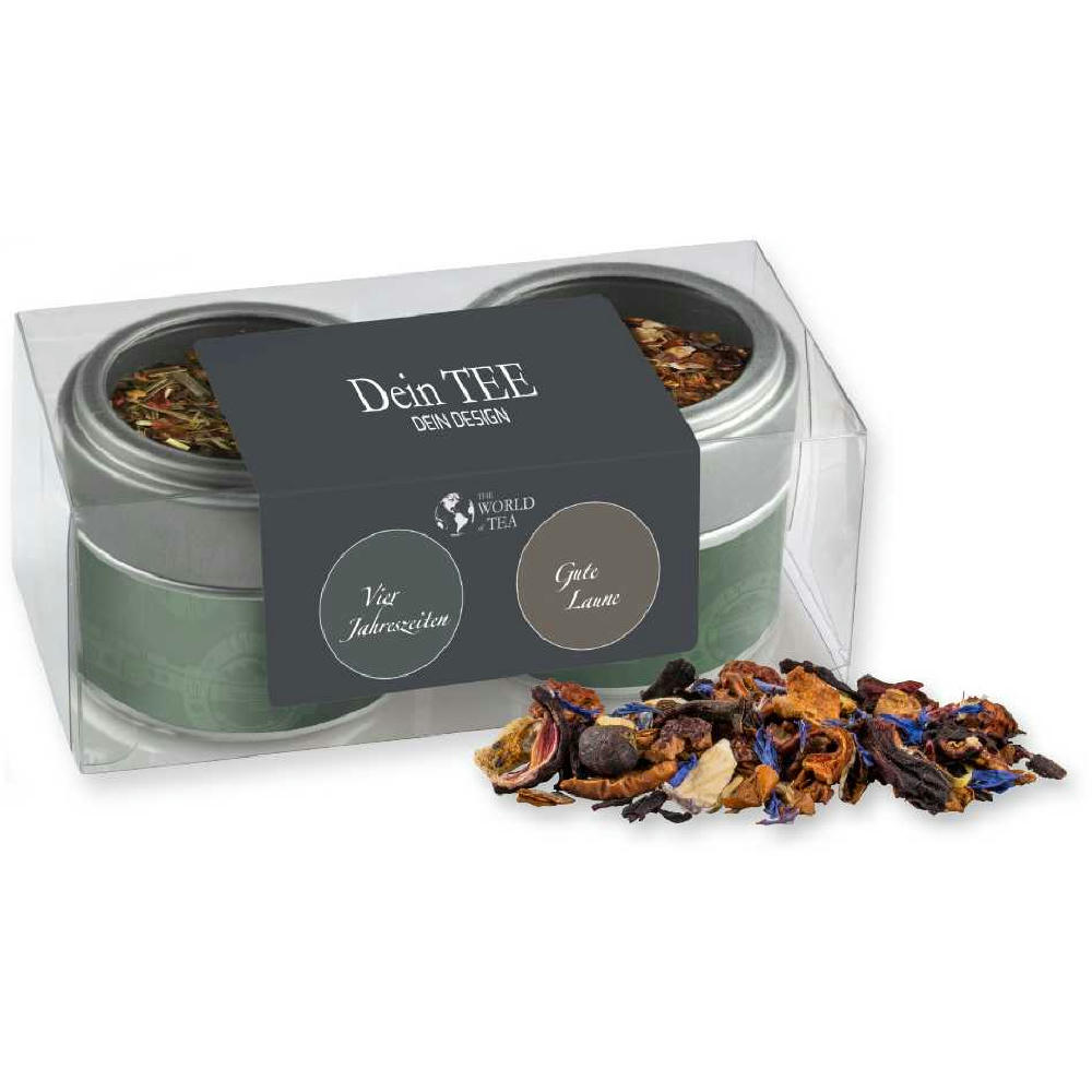 Verschiedene Teesorten, , ca. 30-70g, Metalldose Mini mit Sichtfenster im 2er Set