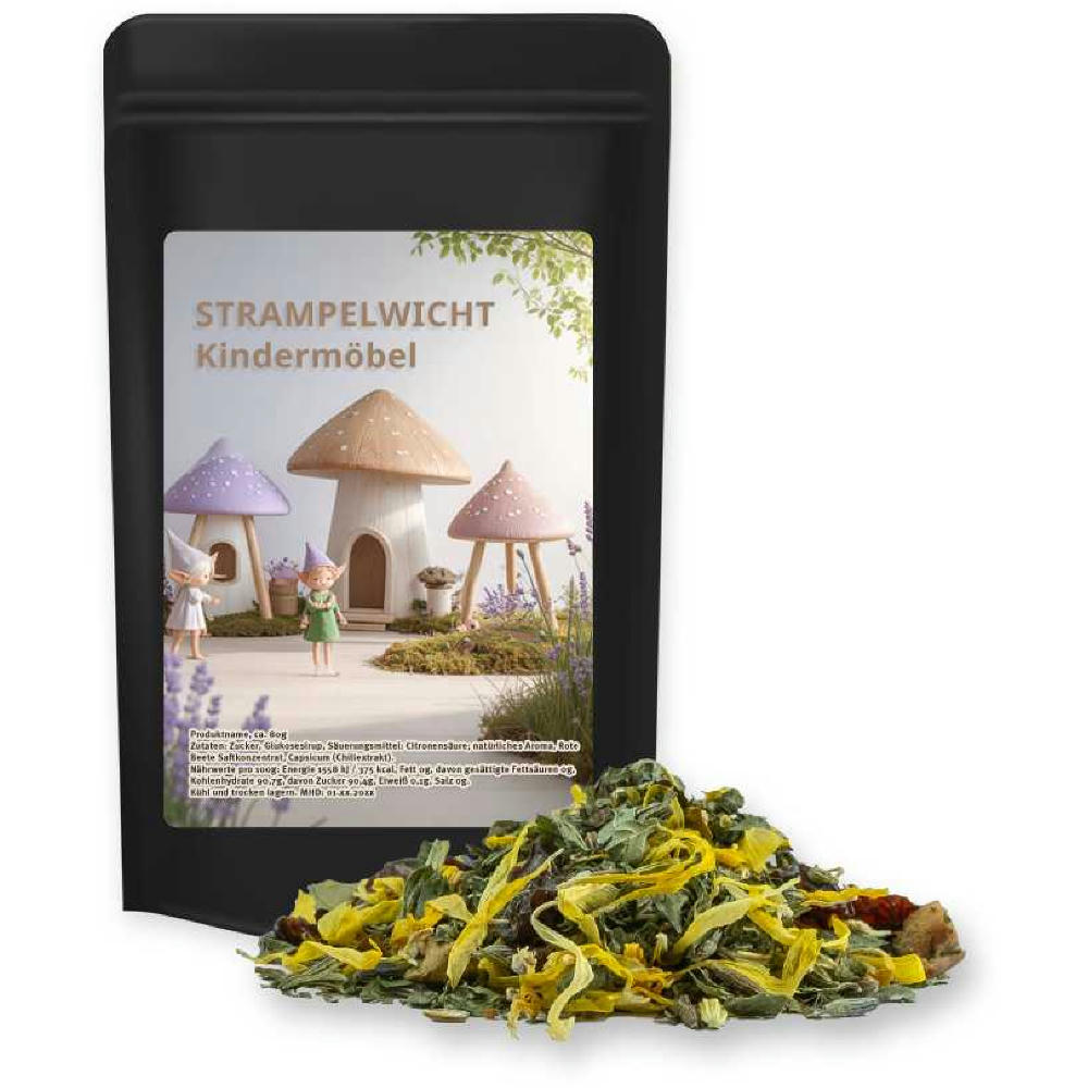 Kräutertee Lavendel, ca. 11g, Standbeutel Mini schwarz