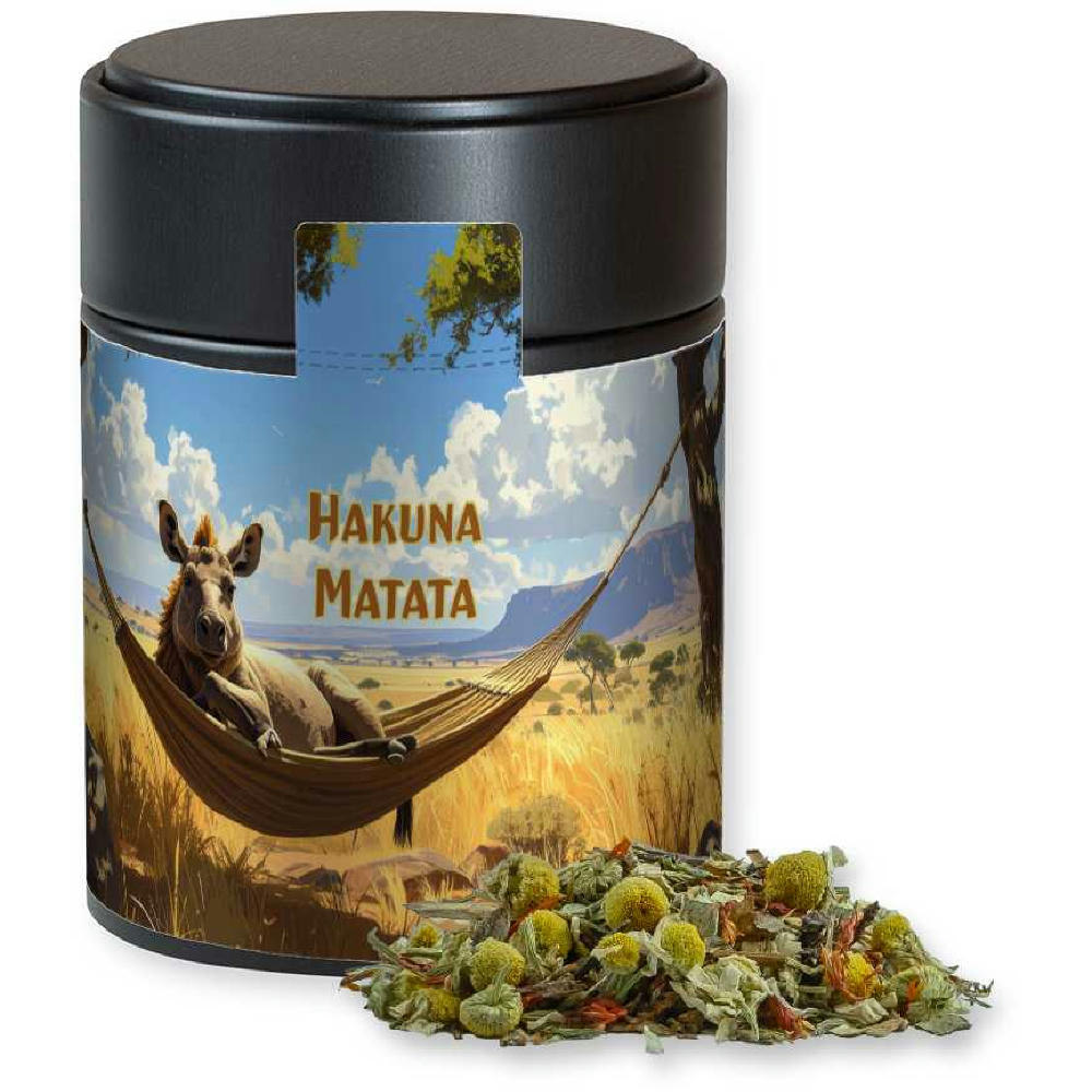Rotbuschtee Entspannungszeit, ca. 50g, Metalldose Midi schwarz