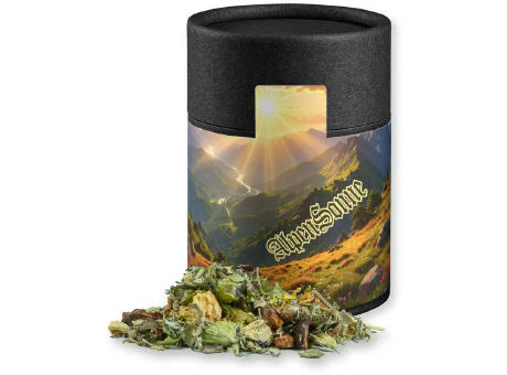 Kräutertee Bergtee & Zitrus, ca. 27g, Kraftpapierdose Midi schwarz