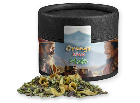 Matetee Orange, ca. 16g, Kraftpapierdose Mini schwarz