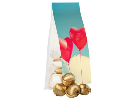 Goldnüsse Bonbons, ca. 40g, Express Blockbodenbeutel mit Werbereiter