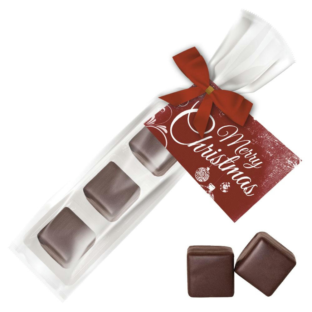 Dominosteine Zartbitter Schokolade, ca. 40g, Express Präsent-Beutel mit Werbekarte