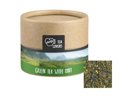 Grüner Tee mit Minze, ca. 10g, Biologisch abbaubare Eco Pappdose Mini