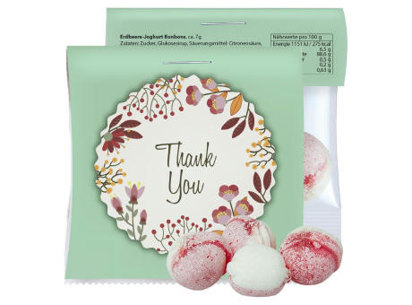 Erdbeer-Joghurt Bonbons, ca. 15g, Express Midi-Tüte mit Werbereiter