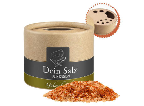 Gulasch Schaschlik Salz, ca. 55g, Biologisch abbaubarer Eco Pappstreuer Mini