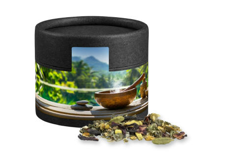 Ayurveda Relax-Tee, ca. 18g, Biologisch abbaubare Eco Pappdose Mini schwarz