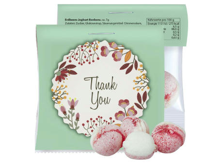 Erdbeer-Joghurt Bonbons, ca. 17g, Express Midi-Tüte mit Werbereiter