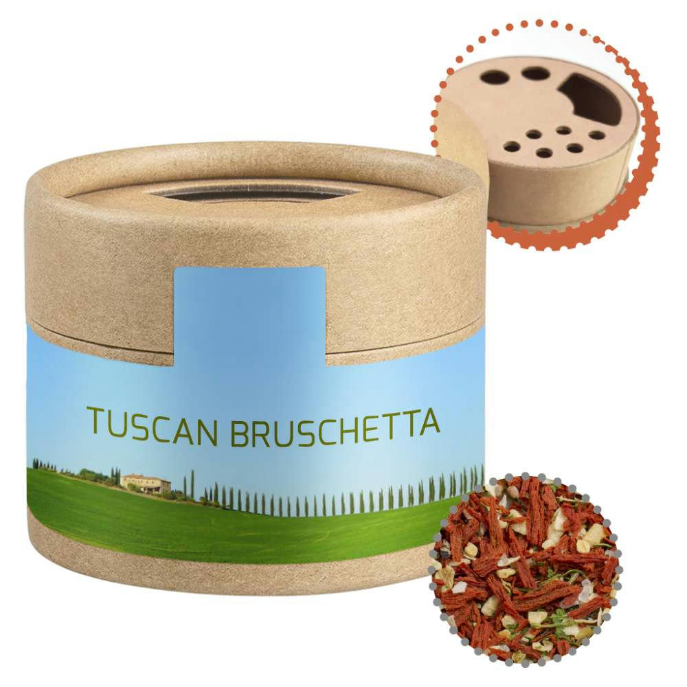 Gewürzmischung Toskanische Bruchetta, ca. 28g, Biologisch abbaubarer Eco Pappstreuer Mini