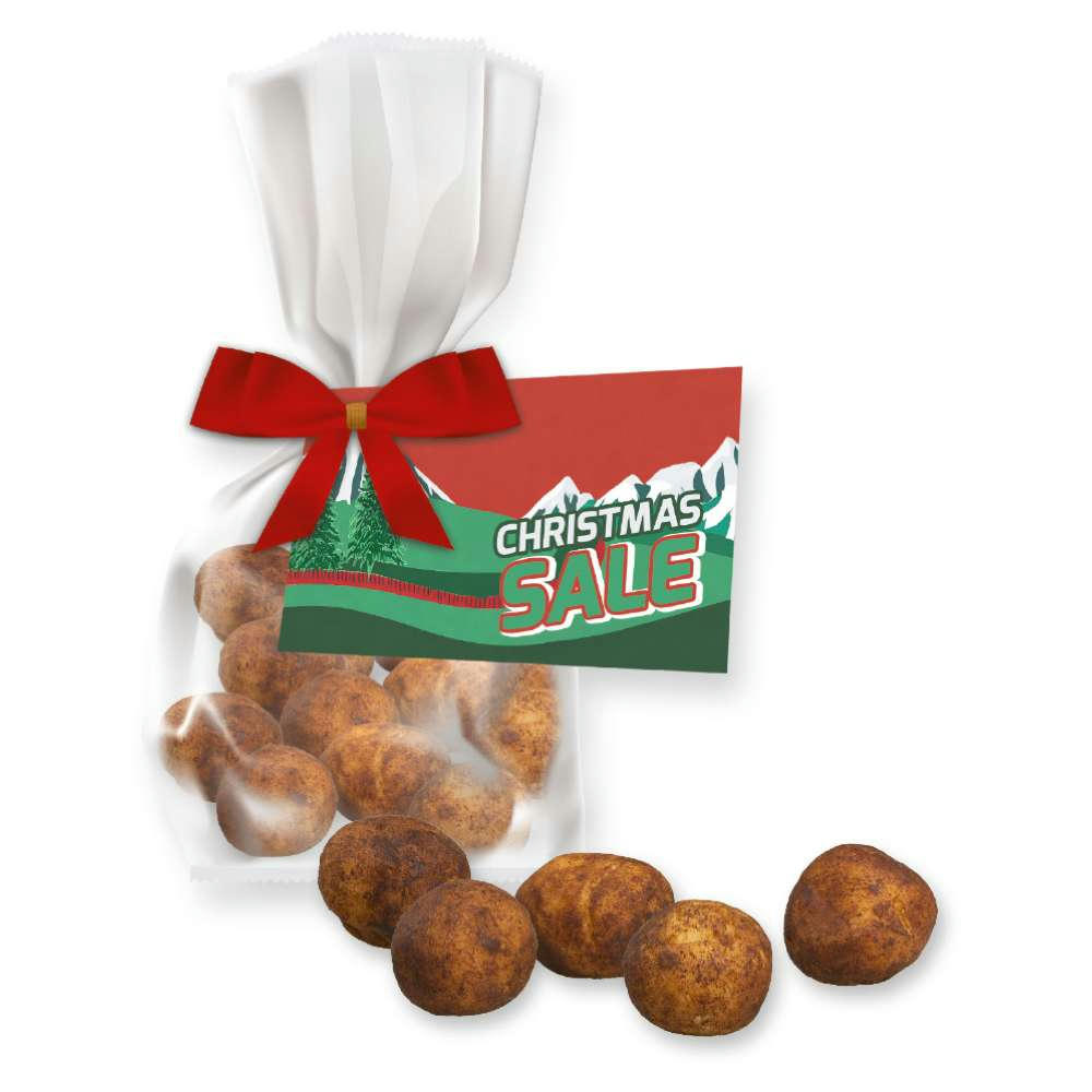 Marzipan-Kartoffeln, 35g, Express Flachbeutel mit Schleife mit Werbekarte