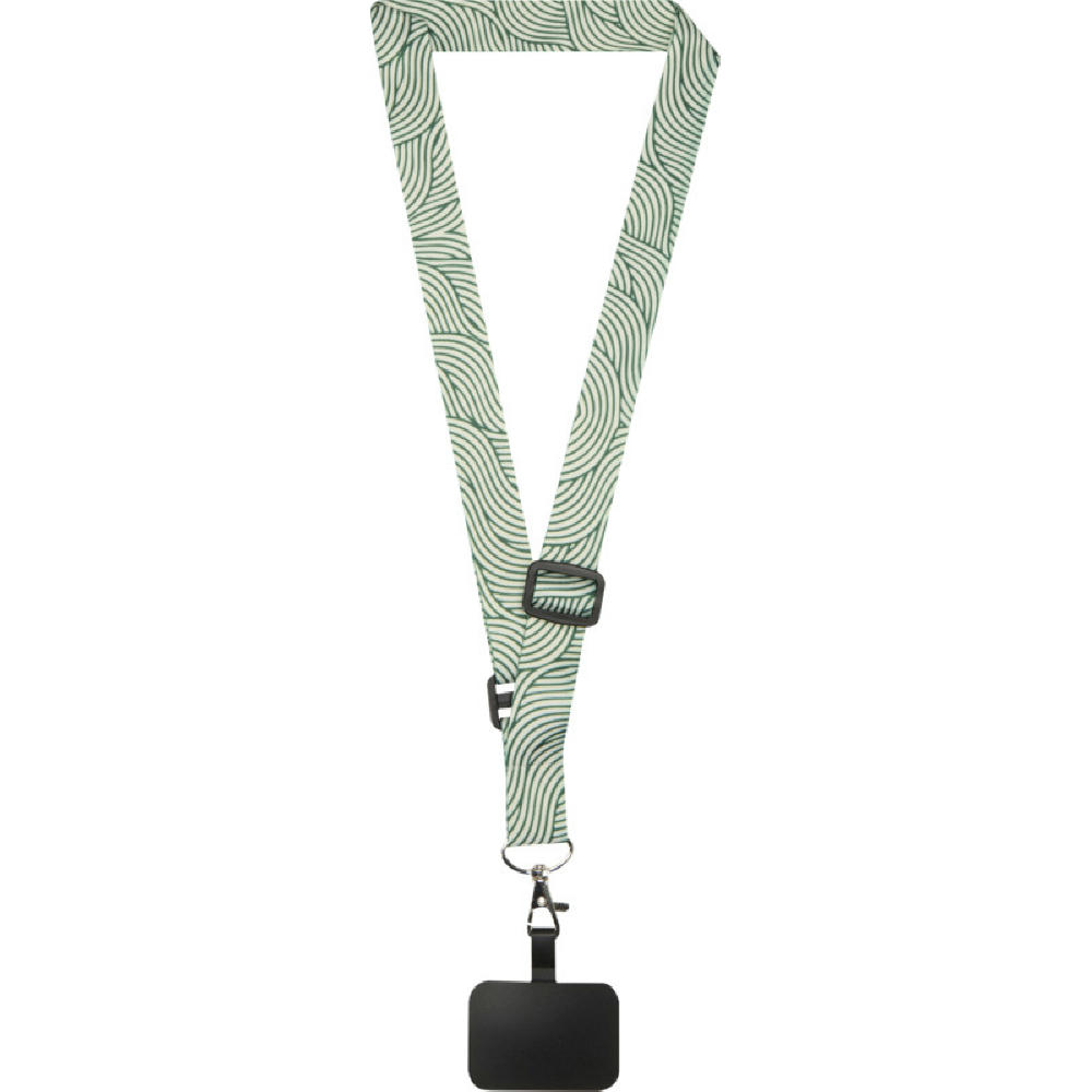 Lyra Verstellbares Lanyard aus RPET mit Telefonhalterung und Sublimationsdruck