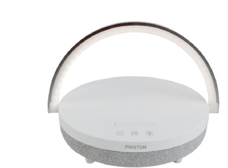 Prixton 4-in-1 10W Bluetooth® Lautsprecherleuchte mit LED und kabelloser Ladestation