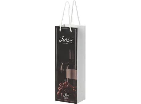Handgefertigte 170 g/m² Weinflaschentüte aus Integra-Papier mit Kunststoffgriffen 