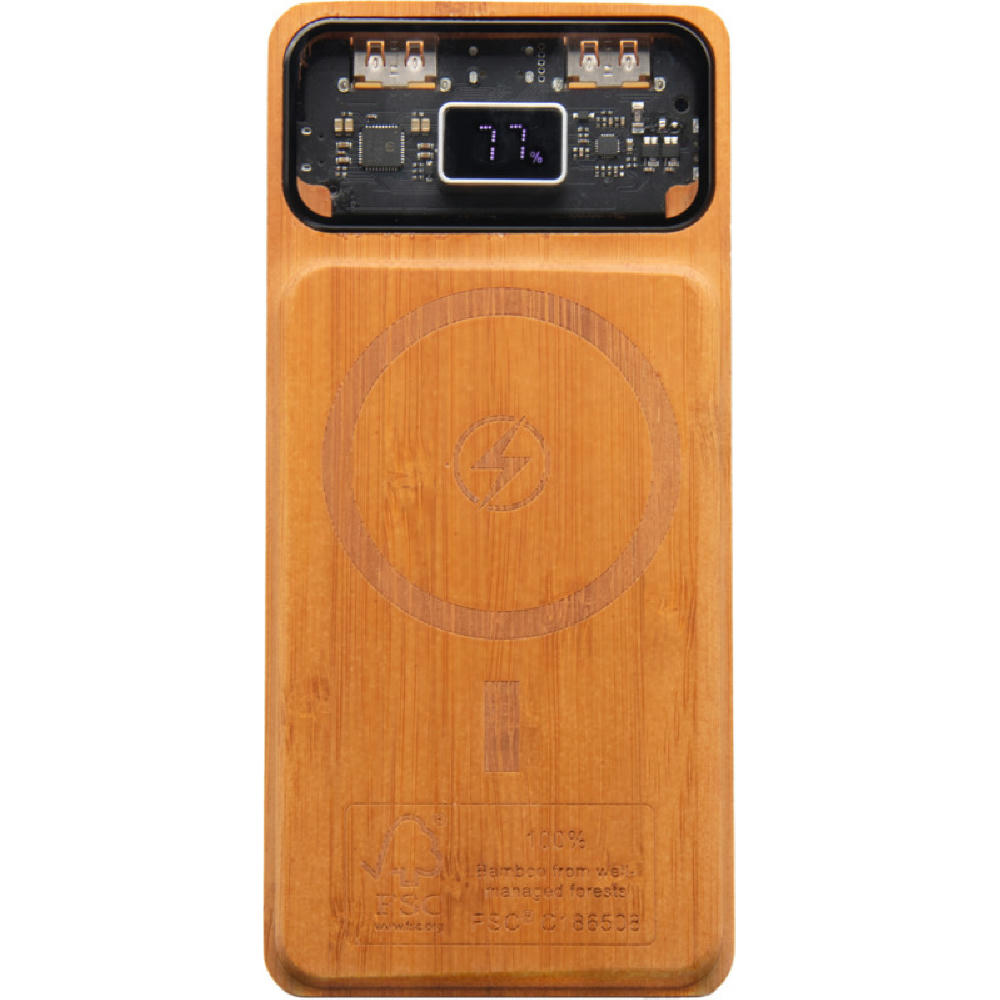 SCX.design P48 10.000 mAh magnetische 15W Powerbank aus Holz mit Leuchtlogo