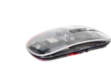 SCX.design O24 transparente wireless multimode 2.4 Ghz Bluetooth® Maus mit Leuchtlogo