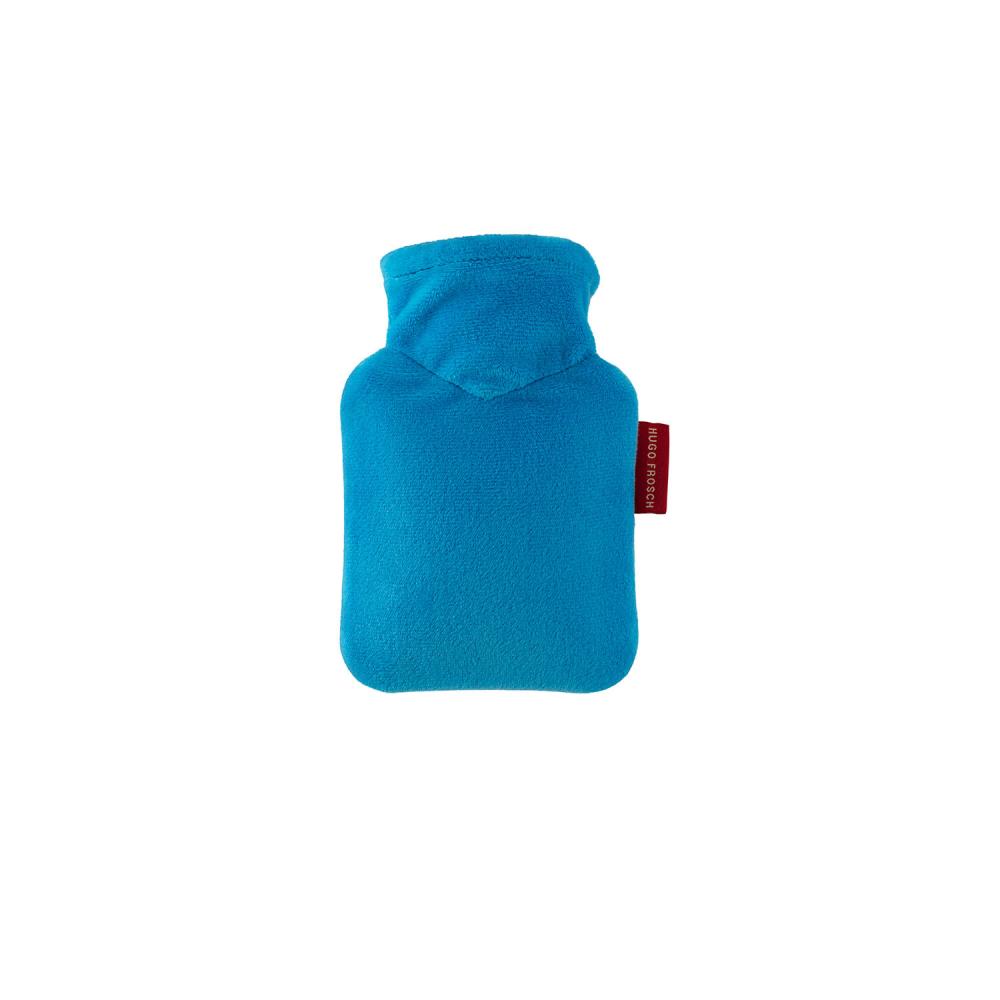 Mini-Wärmflasche Veloursbezug wasserblau