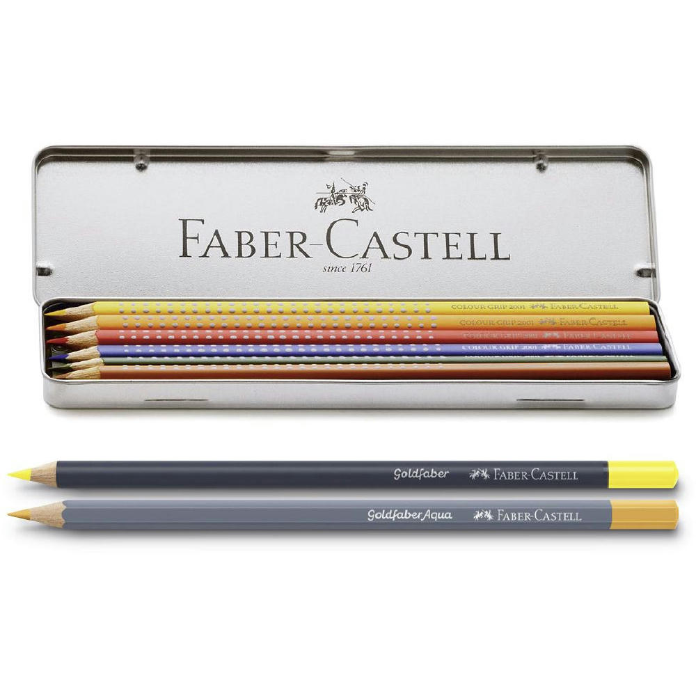 6 Buntstifte Colour Grip oder Goldfaber im Metalletui